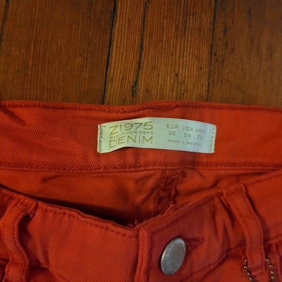 Zara Z1975 Slim Red Jeans BNWT sz 4 - Picture 7 of 8